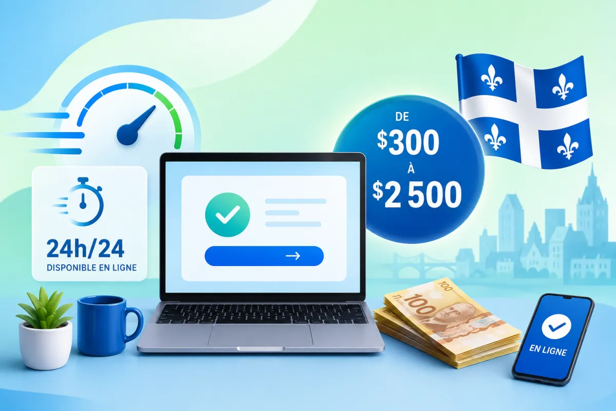 Prêt rapide en ligne accessible partout au Québec