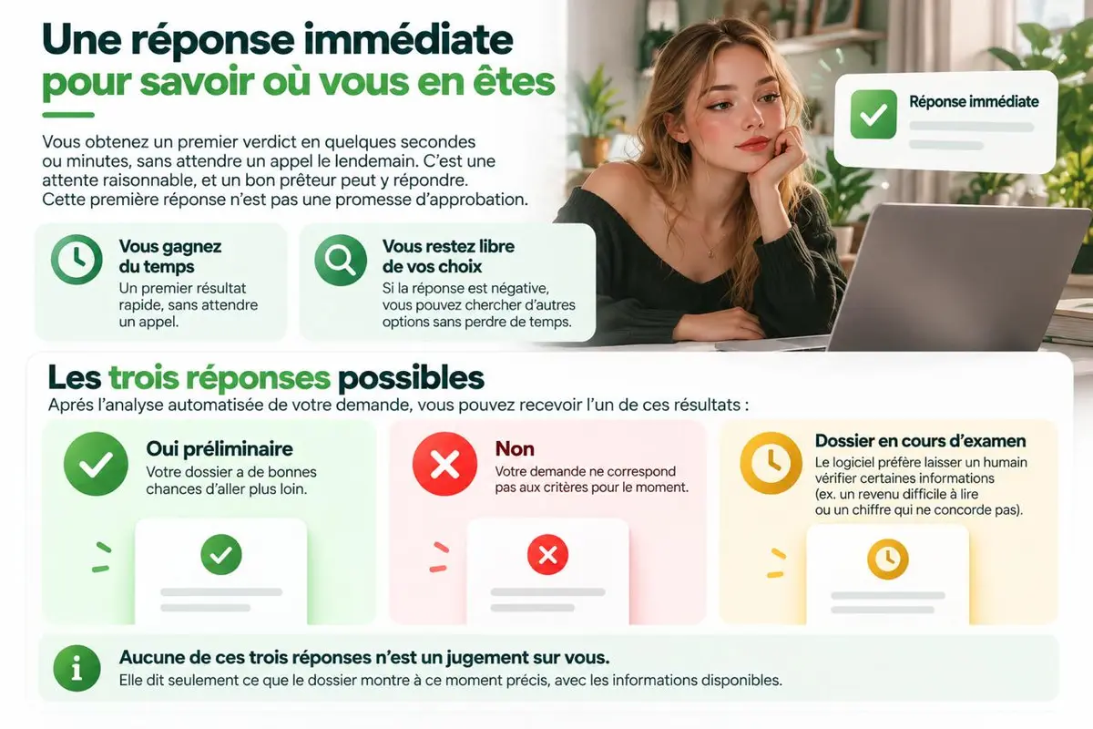 Les trois réponses possibles après l’analyse d’une demande de prêt en ligne