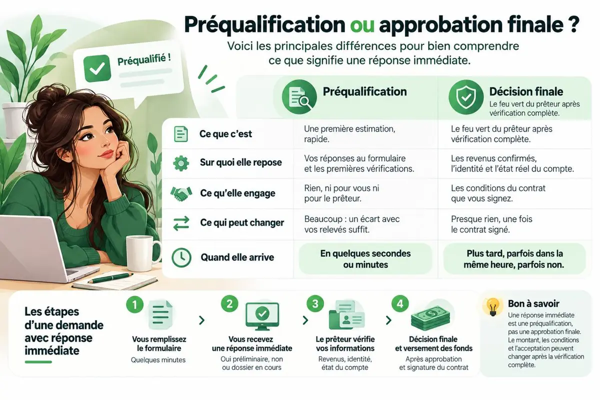 Comparaison entre préqualification et décision finale d’une demande de prêt